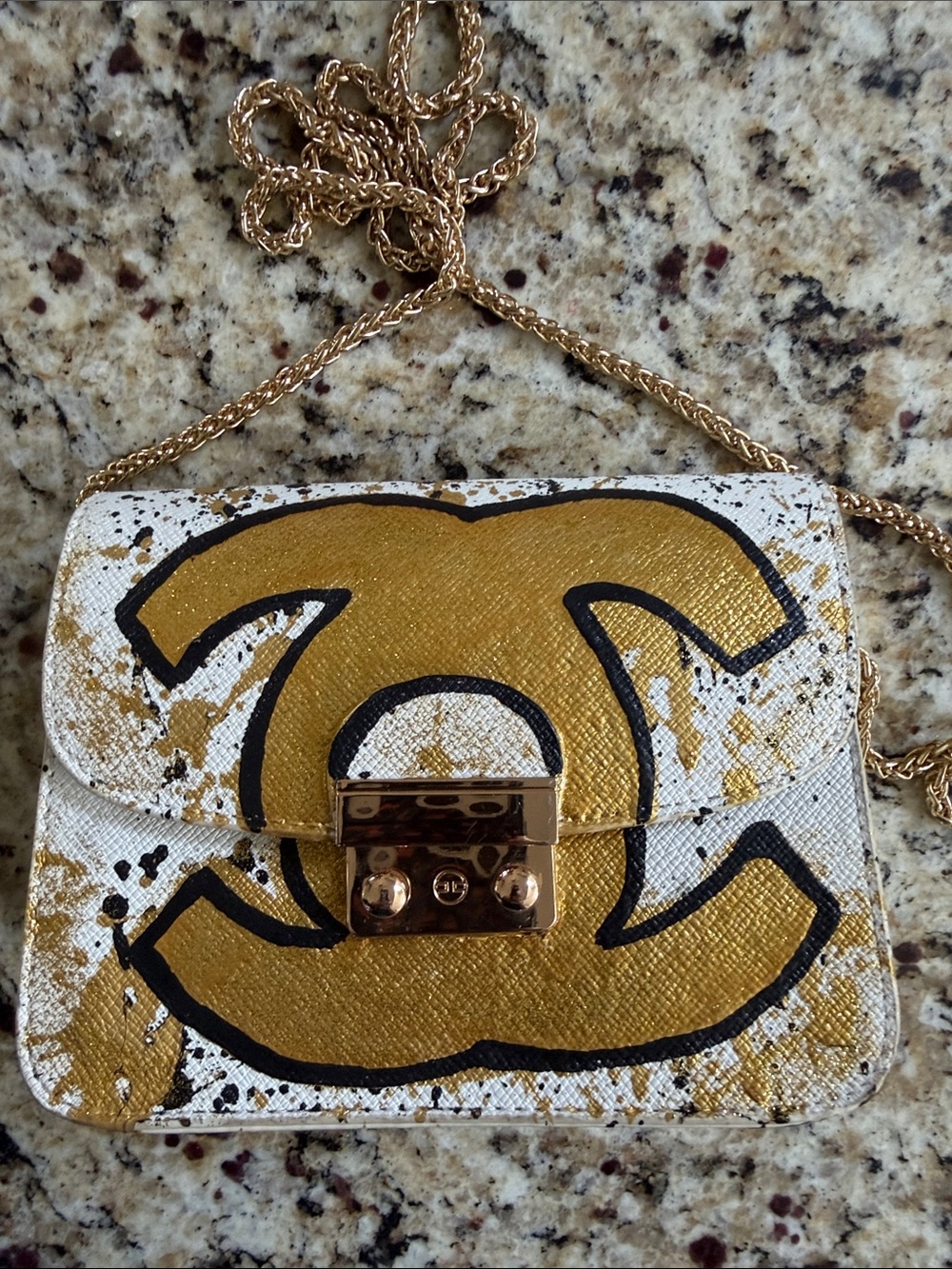 Anca Barbu Carolina hand painted “CC” Bag